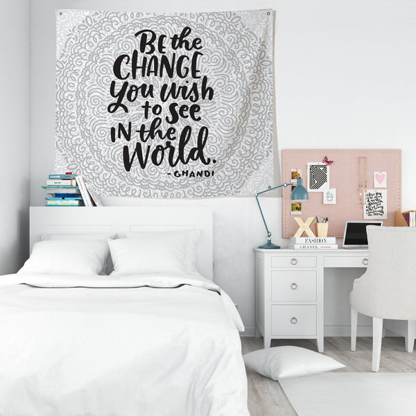 Be the Change Wall Tapestry Lake Indigo Decor